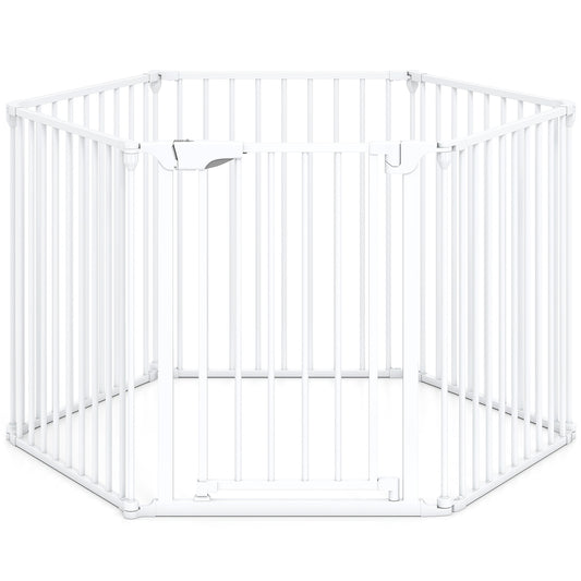 Extra Wide Baby Gate Fits 34.5-154" Openings 6-Panel Adjustable Pet Safety Fence, White