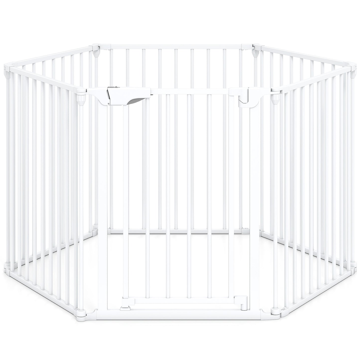 Extra Wide Baby Gate Fits 34.5-154" Openings 6-Panel Adjustable Pet Safety Fence, White Pet Gate White at Gallery Canada
