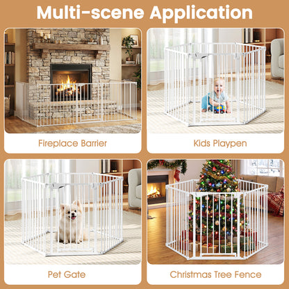 Extra Wide Baby Gate Fits 34.5-154" Openings 6-Panel Adjustable Pet Safety Fence, White