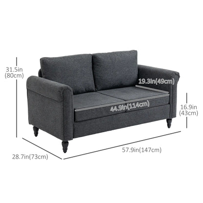 Vintage Loveseat, Upholstered Chenille 2 Seater Sofa, Dark Grey 2-Seater Sofas at Gallery Canada