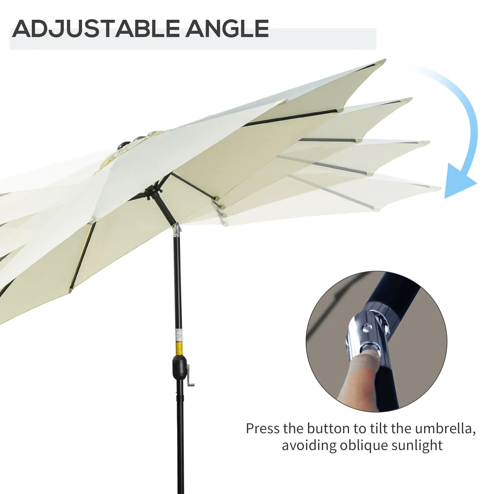 10' x 8' Round Market Umbrella, Crank Handle, Tilt, Beige Sun Umbrellas at Gallery Canada