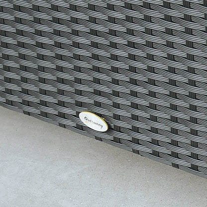 Rattan Coffee Table, Hand-Woven Wicker Furniture, Tempered Glass Top, Black Patio Side Tables at Gallery Canada