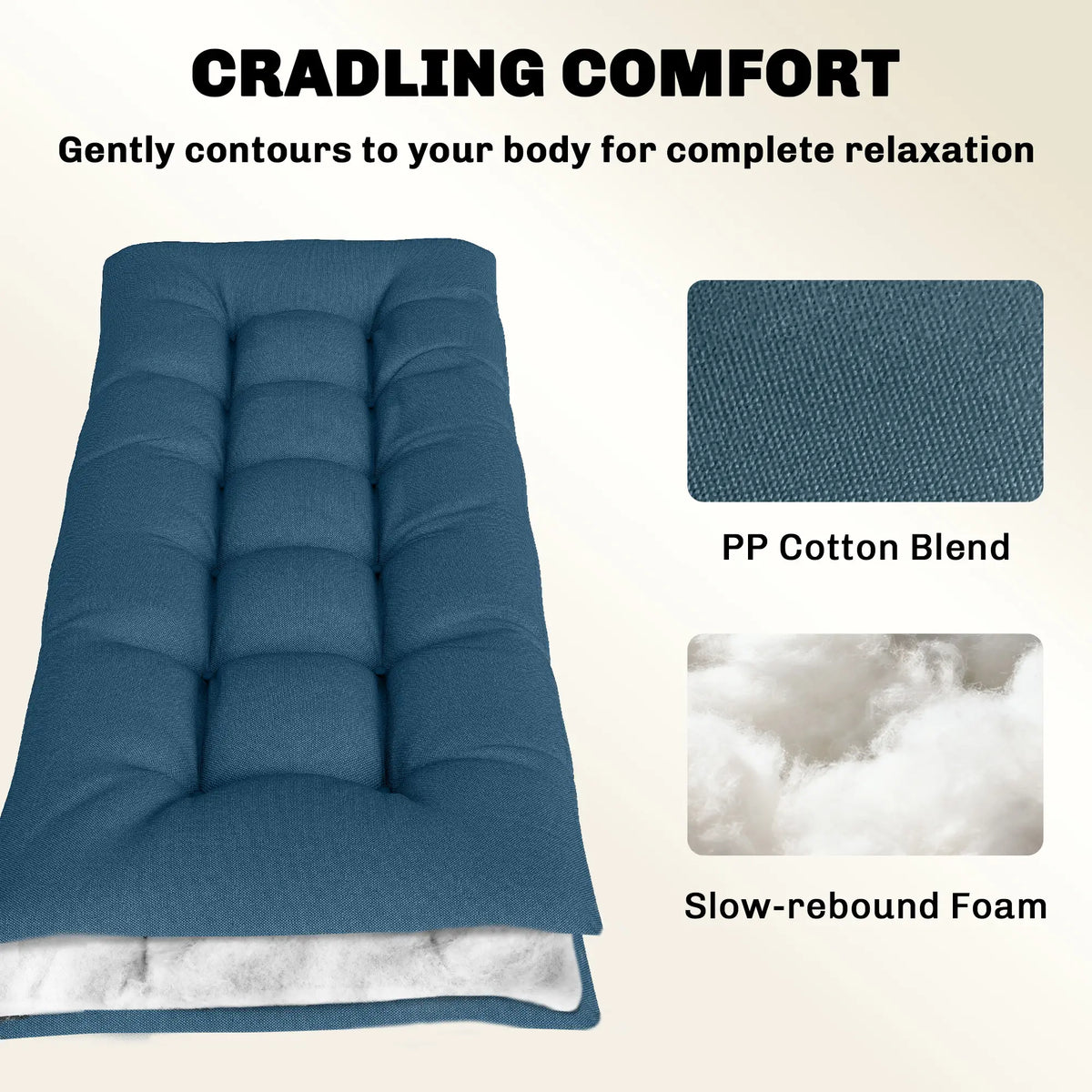 Patio Lounge Chair Cushion, UV50+ with Straps, 78 x 25.6 inch, Blue Patio Chair Cushions at Gallery Canada
