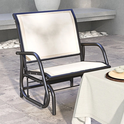 Patio Glider, Breathable Mesh Seat, Metal Frame Swing Chair, Cream Outdoor Gliders at Gallery Canada