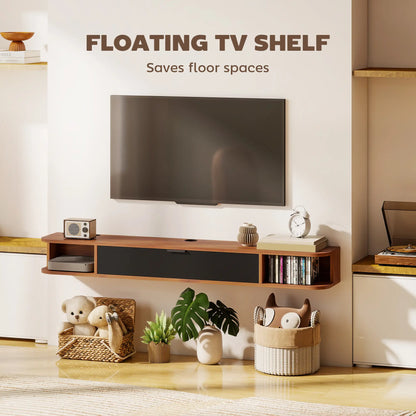 55 Inch Floating TV Stand, Wall Mounted Media Console, Walnut TV Stands at Gallery Canada