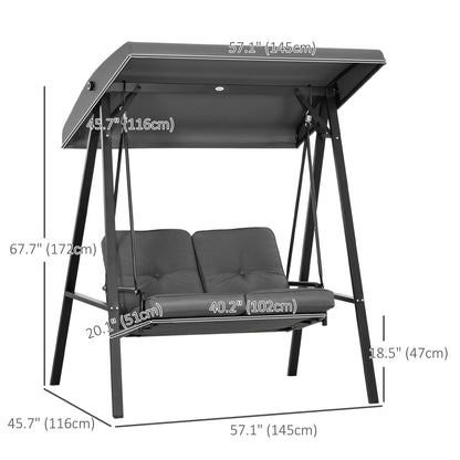 2-Seater Outdoor Swing with Canopy, Patio Chair, Dark Grey Patio Swings with Stand at Gallery Canada