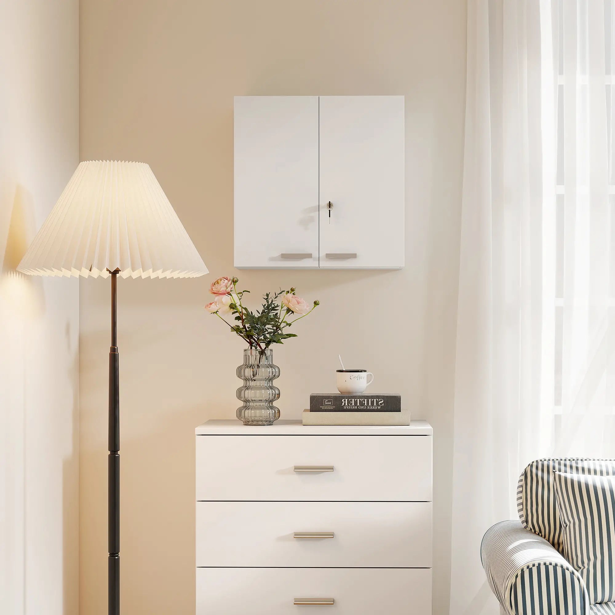 Wall Mount Medicine Cabinet, 4 Tier Shelves, Lockable, White Mirror Medicine Cabinets at Gallery Canada