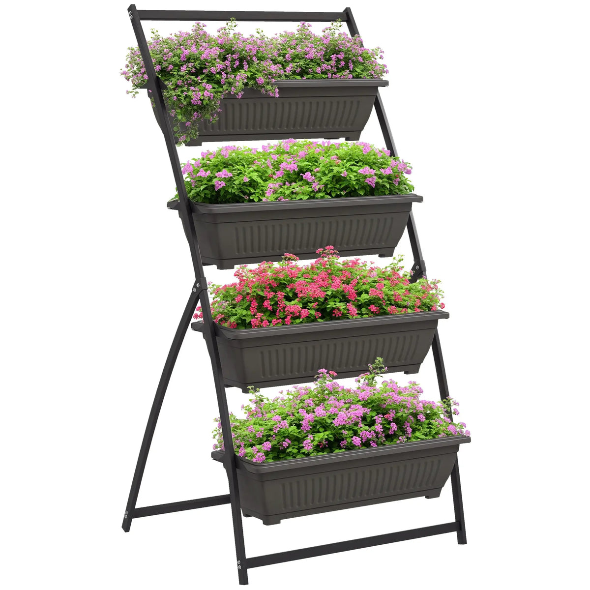 4-Tier Vertical Raised Garden Planter, 4 Boxes, Outdoor Plant Stand, Brown Plant Stands at Gallery Canada