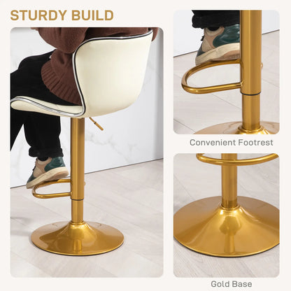 Adjustable Swivel Bar Stools Set of 2, PU Leather, Counter Height Bar Stools at Gallery Canada