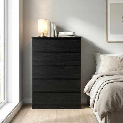 5 Drawer Dresser, Modern Chest for Bedroom, Black Storage Cabinets at Gallery Canada