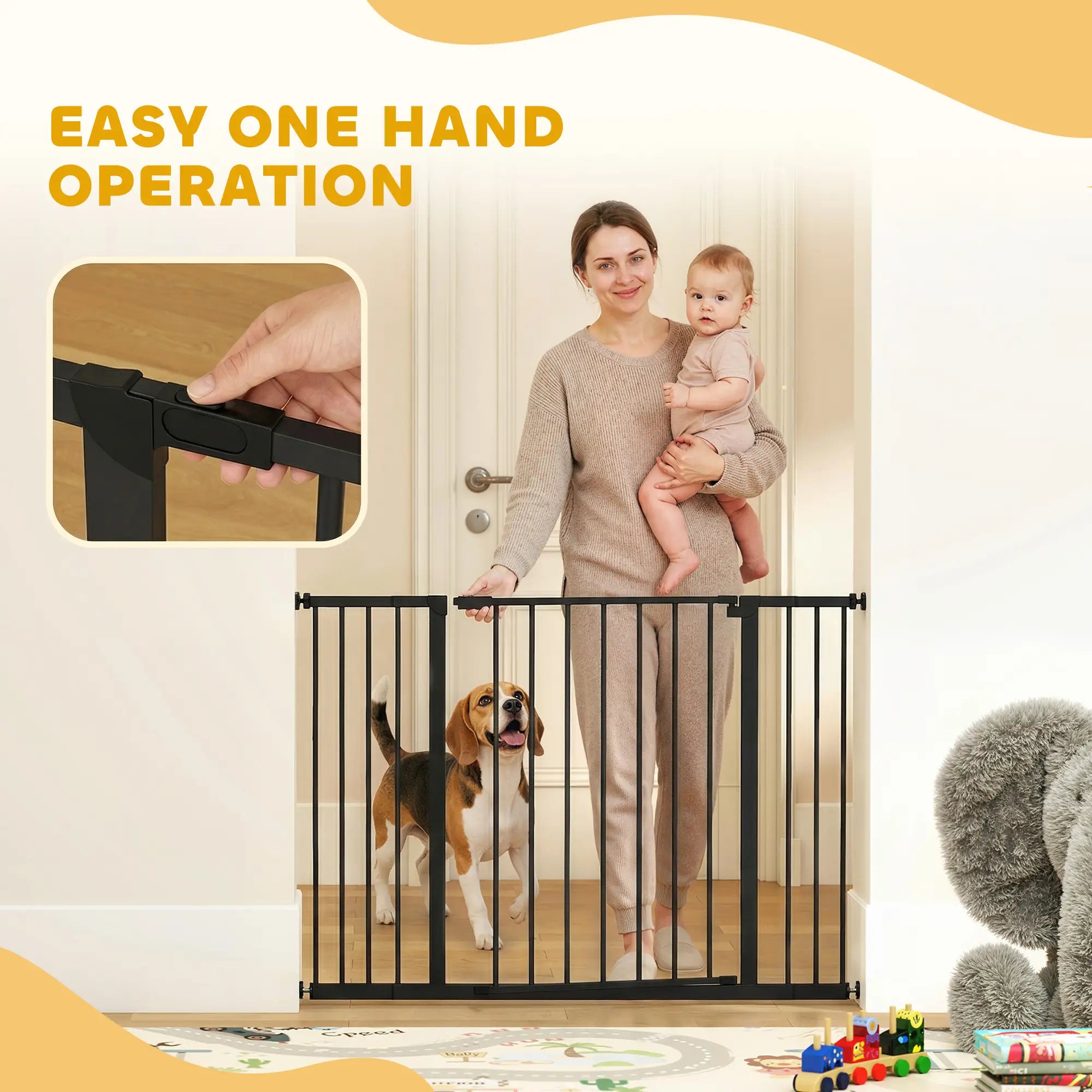 Pressure Fit Dog Gate, 29.9''-42.1'' Width, Black Houses, Kennels & Pens at Gallery Canada