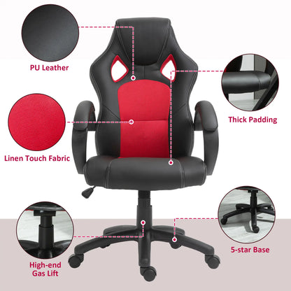 Racing Gaming Chair, Swivel Wheels, Padded Headrest, Tilt Function, Red Video Game Chairs at Gallery Canada