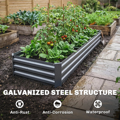 8'x2'x1' Galvanized Raised Bed, Elevated Planter Box, Dark Grey Raised Garden Beds at Gallery Canada