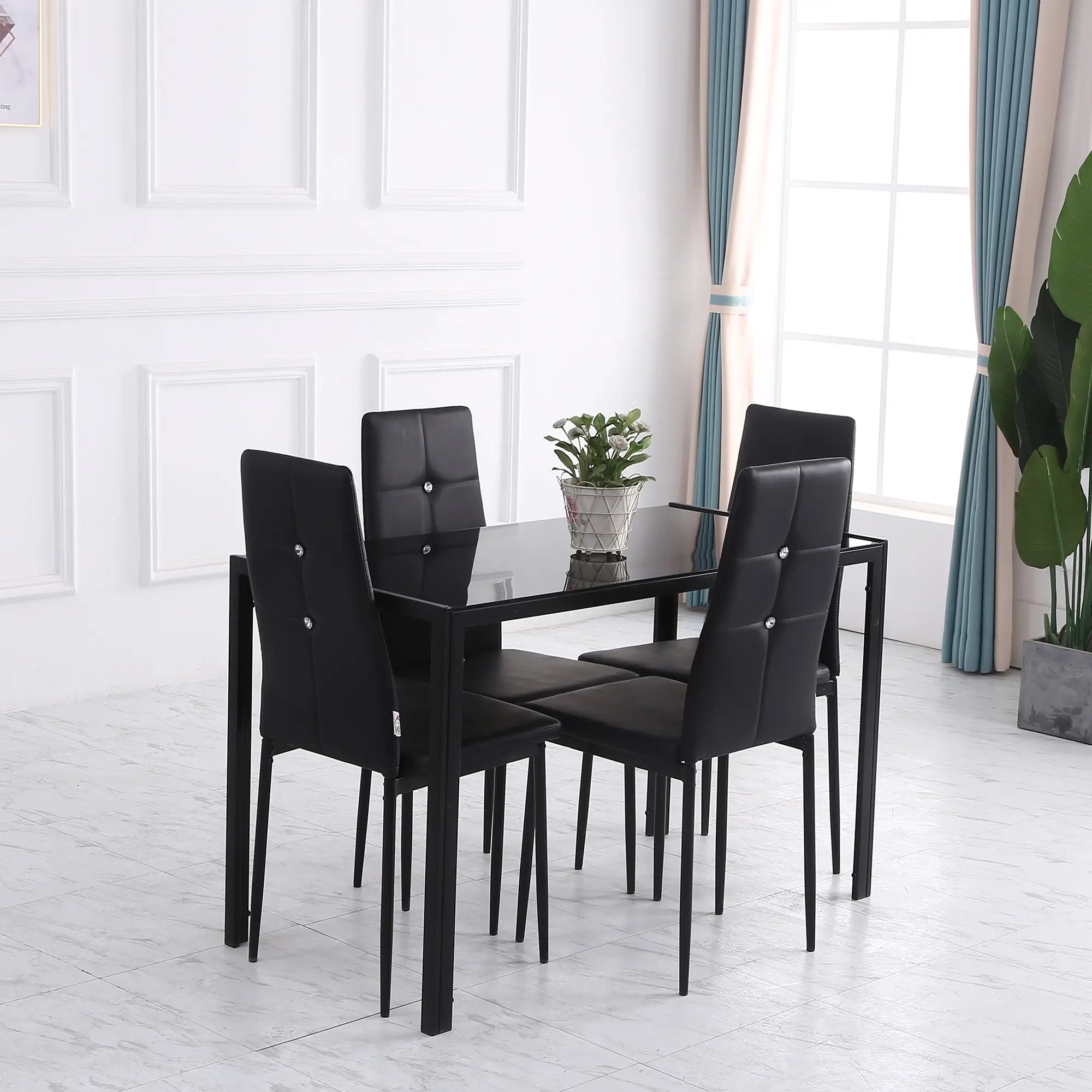 Modern Dining Chairs Set of 4, Upholstered High Back, Black Bar Stools at Gallery Canada