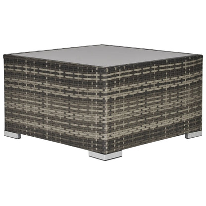 Rattan Coffee Table, 25.6" Square, Tempered Glass Top, Deep Grey Patio Side Tables at Gallery Canada