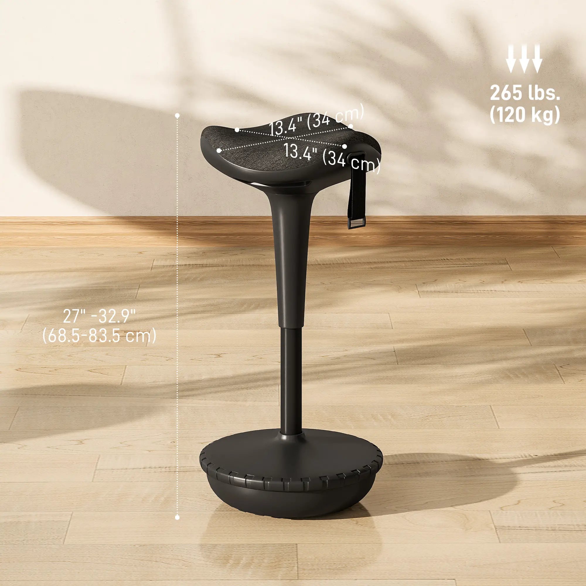 Swivel Standing Desk Chair, Adjustable Ergonomic Stool, Black Office Chairs at Gallery Canada