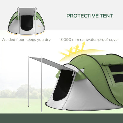 Pop Up Tent with Porch, 3000mm Waterproof, 2-3 Person, Green Camping Tents at Gallery Canada