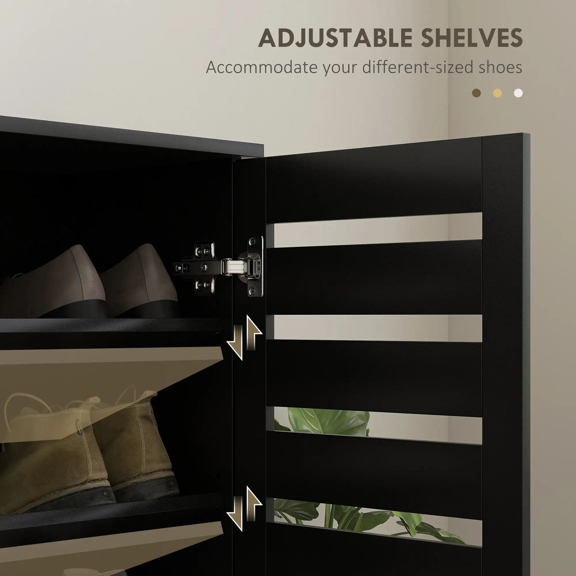 Shoe Storage Cabinet, 2 Slatted Doors, Holds 15 Pairs, Black Shoe Storage Cabinets & Racks at Gallery Canada