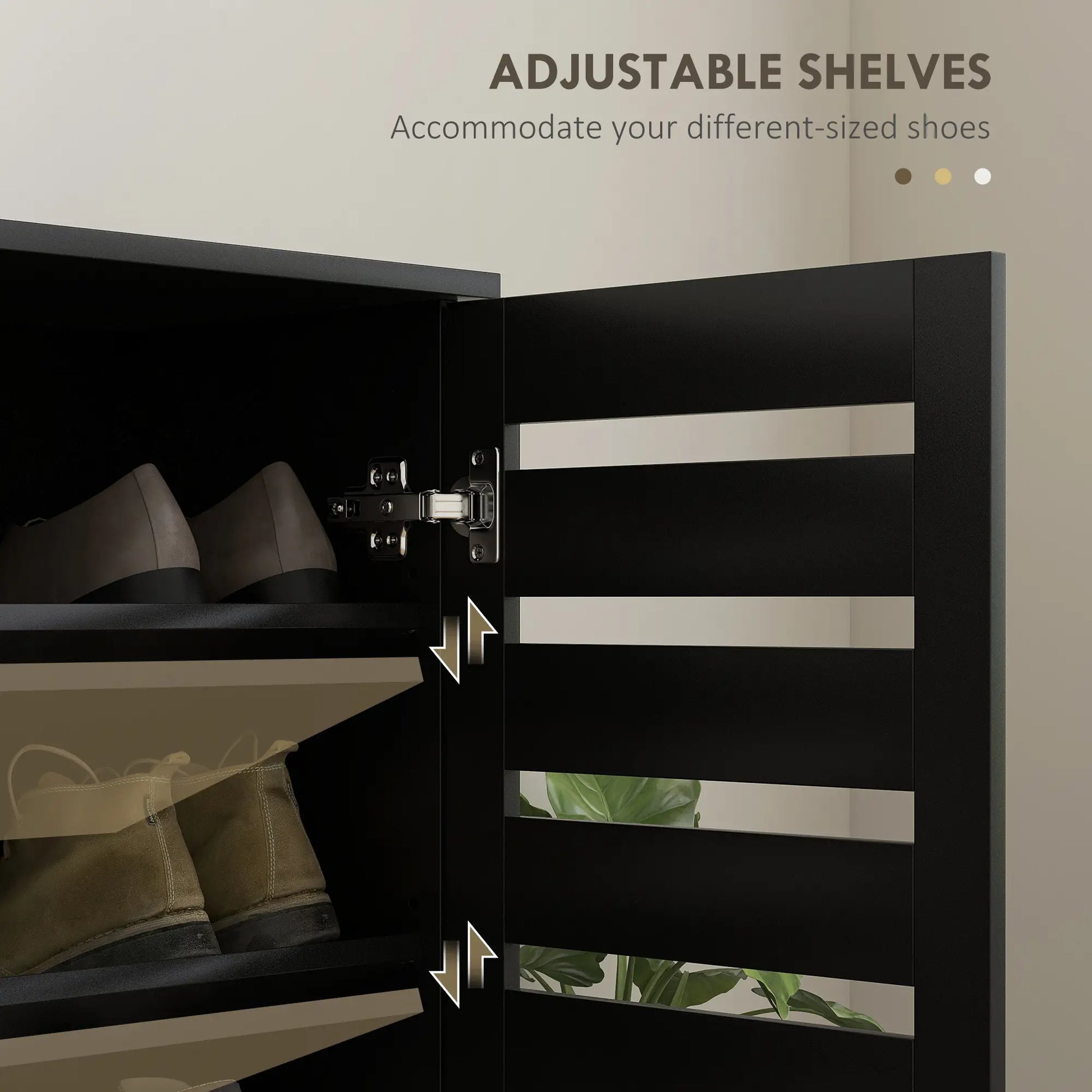 Shoe Storage Cabinet, 2 Slatted Doors, Holds 15 Pairs, Black Shoe Storage Cabinets & Racks at Gallery Canada