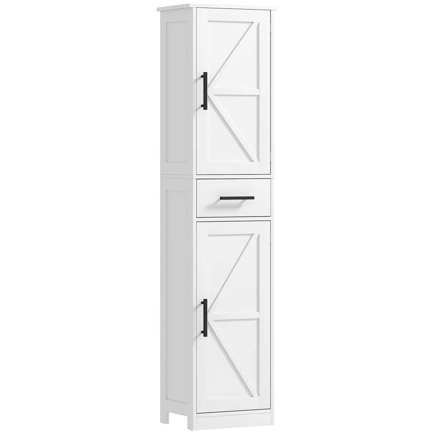 67" Tall Bathroom Cabinet, Narrow Storage with Drawer, Adjustable Shelves, White Bathroom Cabinets at Gallery Canada