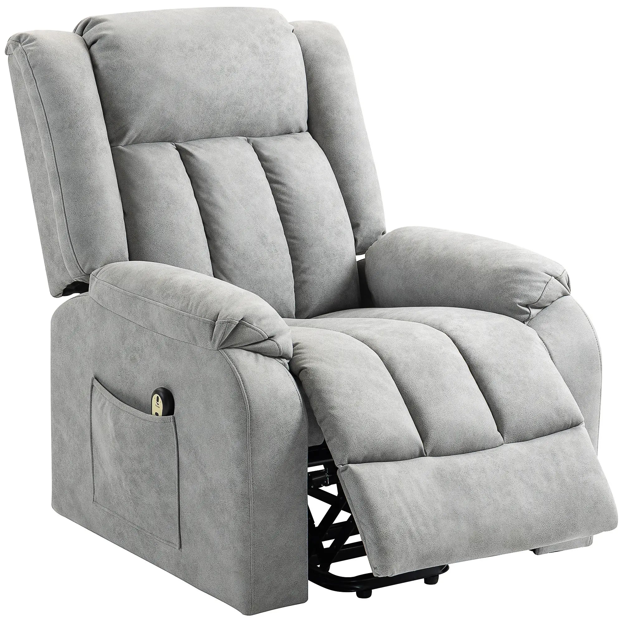 Electric Recliner Chair, Microfibre Upholstered, Remote Included, Light Grey Sofas & Reclining Chairs Light Grey at Gallery Canada