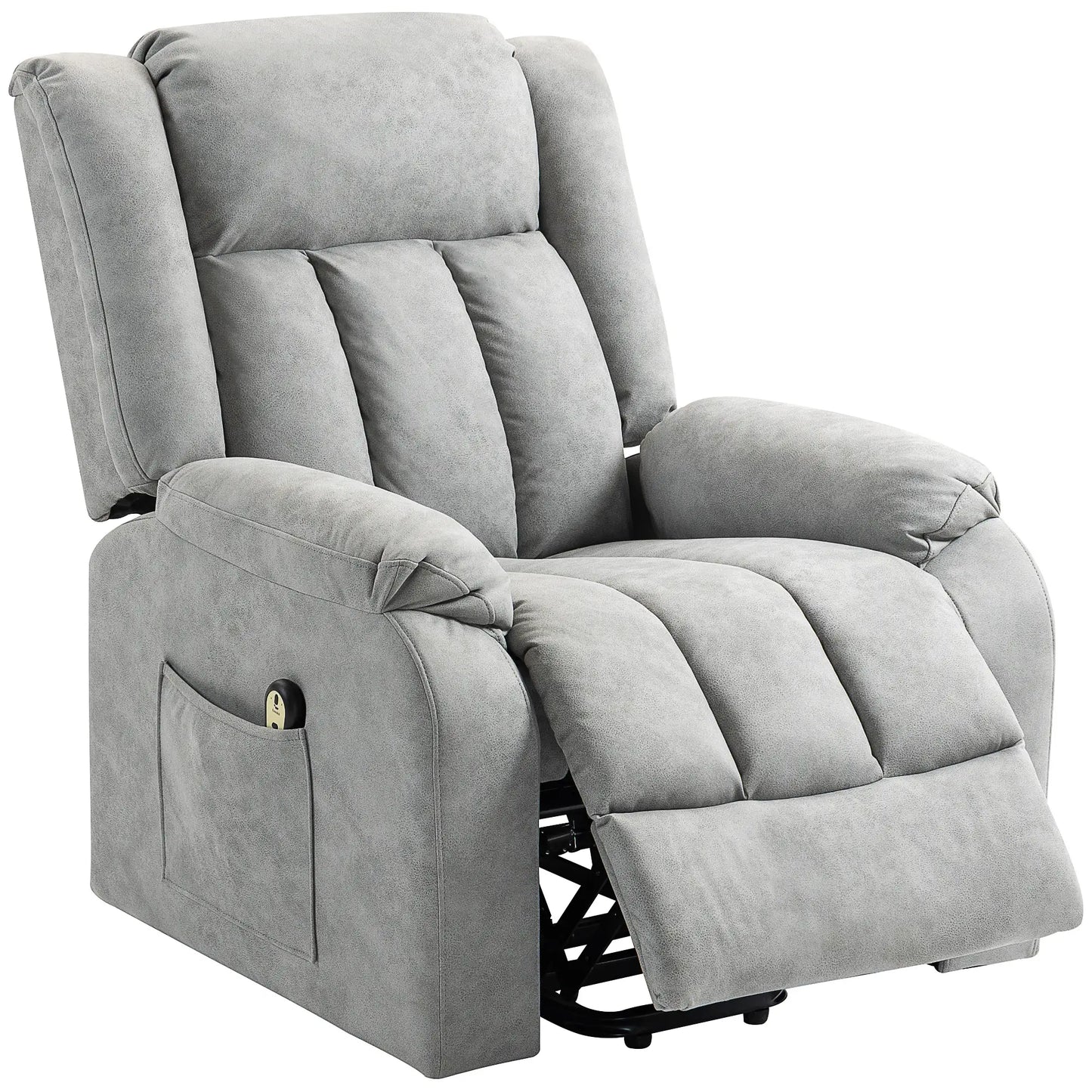 Electric Recliner Chair, Microfibre Upholstered, Remote Included, Light Grey Sofas & Reclining Chairs Light Grey at Gallery Canada