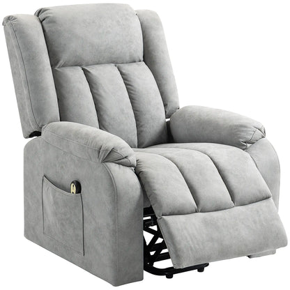 Electric Recliner Chair, Microfibre Upholstered, Remote Included, Light Grey Sofas & Reclining Chairs Light Grey at Gallery Canada