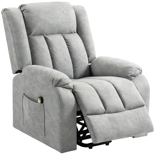 Electric Recliner Chair, Microfibre Upholstered, Remote Included, Light Grey Sofas & Reclining Chairs Light Grey at Gallery Canada