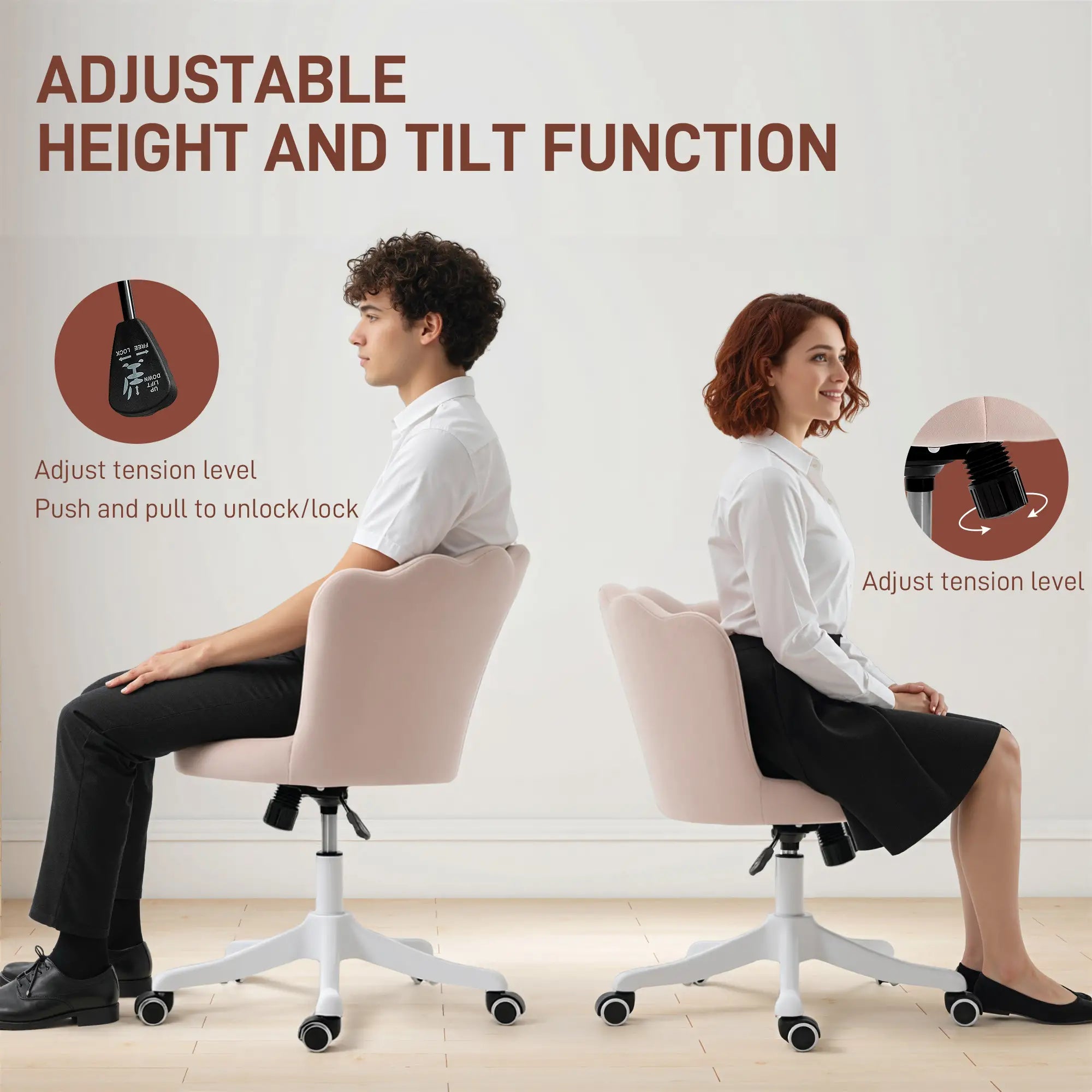 Armless Adjustable Swivel Desk Office Chair, Pink Task Chairs at Gallery Canada