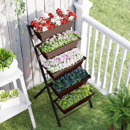 5-Tier Raised Garden Bed, 5 Planter Box, Outdoor Plant Stand, Brown Plant Stands at Gallery Canada