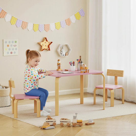 Kids Table and 2 Chair Set, Multi-Activity Furniture, Pink Kids Table Sets Pink, Natural at Gallery Canada