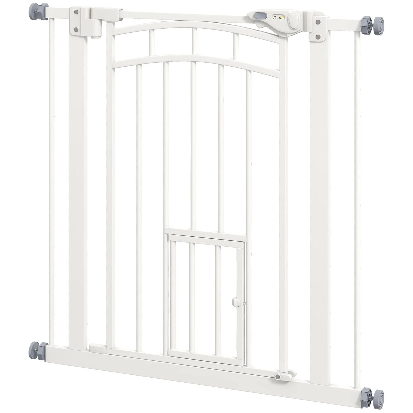 Auto-Close Pet Gate, Cat Door, Double Locking, Fits 29"-31.5" Wide, White Houses, Kennels & Pens White at Gallery Canada