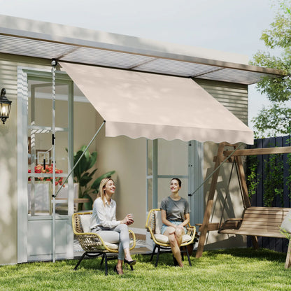 10x5ft Manual Retractable Awning, Water Resistant UV Protector, Beige Door Awnings at Gallery Canada