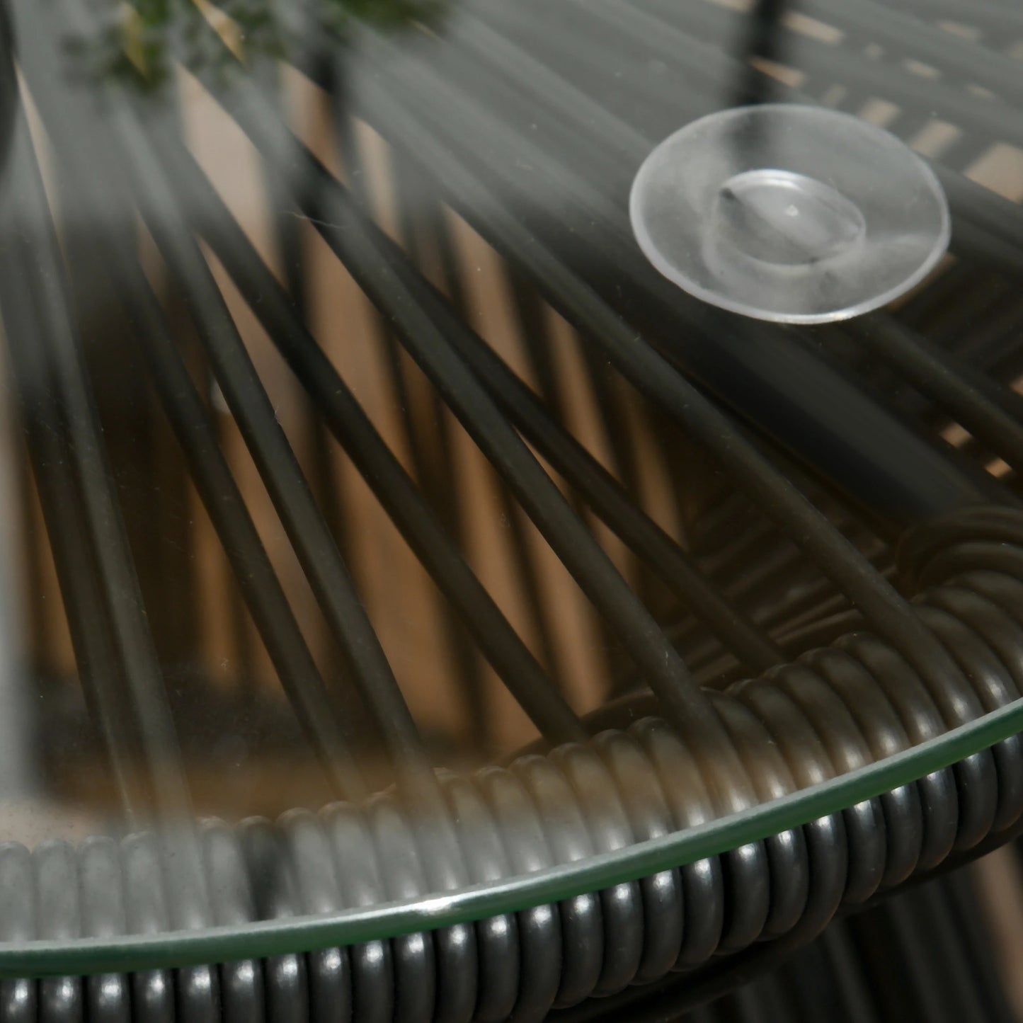 Round Rattan End Table, Hollow Drum Design, Glass Top, Black Patio Side Tables at Gallery Canada