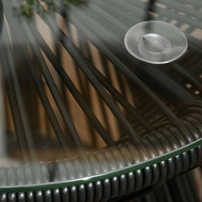 Round Rattan End Table, Hollow Drum Design, Glass Top, Black Patio Side Tables at Gallery Canada