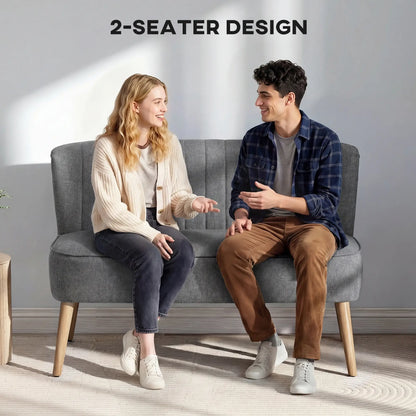 Modern 2 Seater Sofa, Upholstered Couch with Rubber Wood Legs, Grey 2-Seater Sofas at Gallery Canada