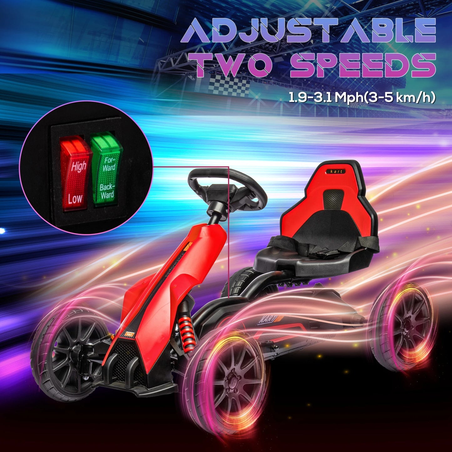 12V 7AH Electric Go Kart, Kids Outdoor Racer, Adjustable Speed, Red Electric Toy Cars at Gallery Canada