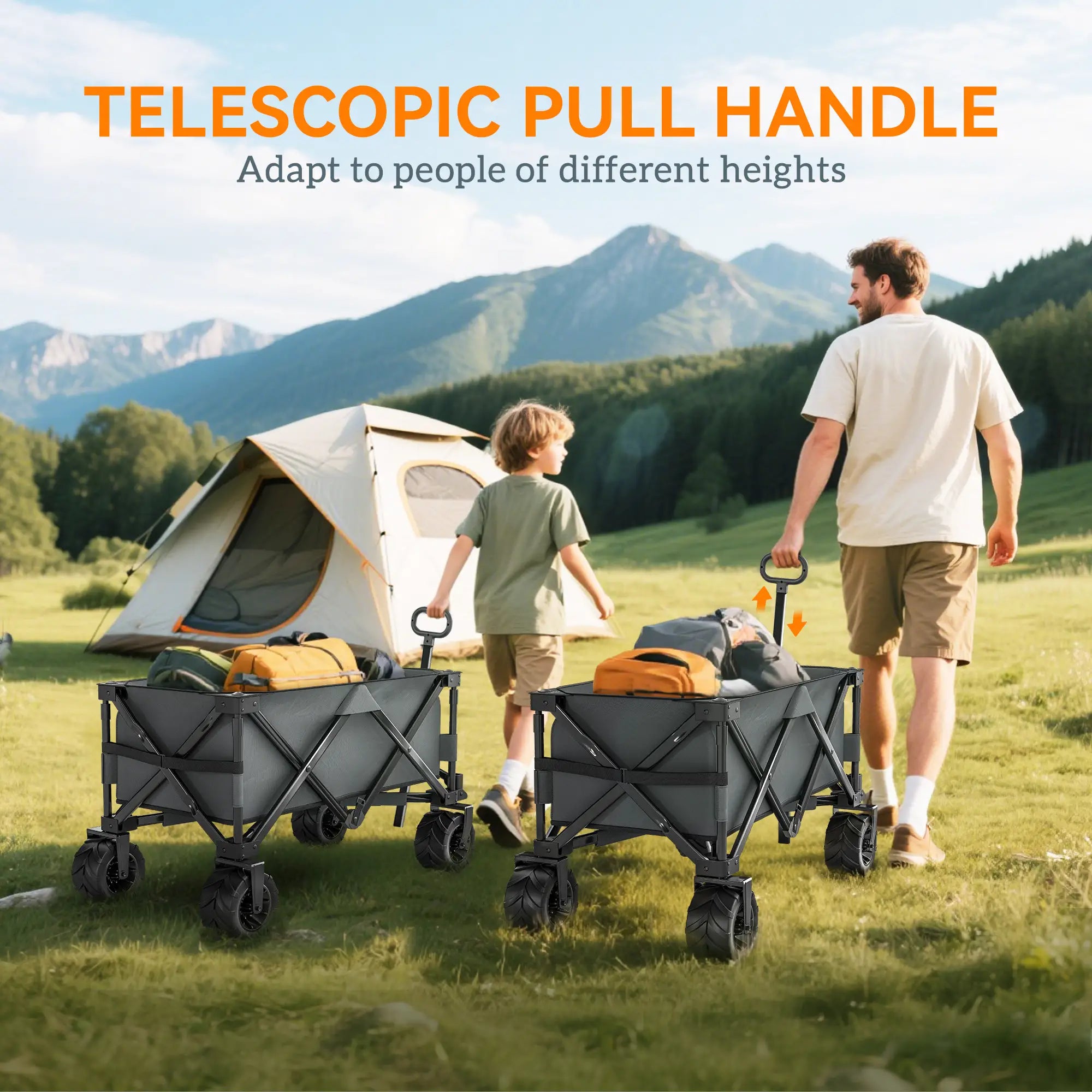 Folding Camping Trailer, Outdoor Pull Along, Anti-Slip Wheel, Dark Grey Bike Cargo Trailers at Gallery Canada