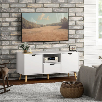 TV Stand for 50" TV, Storage with Shelf, Drawer, 2 Cabinets, White TV Stands at Gallery Canada
