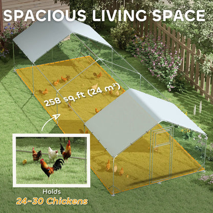 Large Metal Chicken Run, Waterproof UV-Resistant Cover, Feeding Door, Hanging Feeder, Perch, 24-30 Chickens Chicken Coops at Gallery Canada