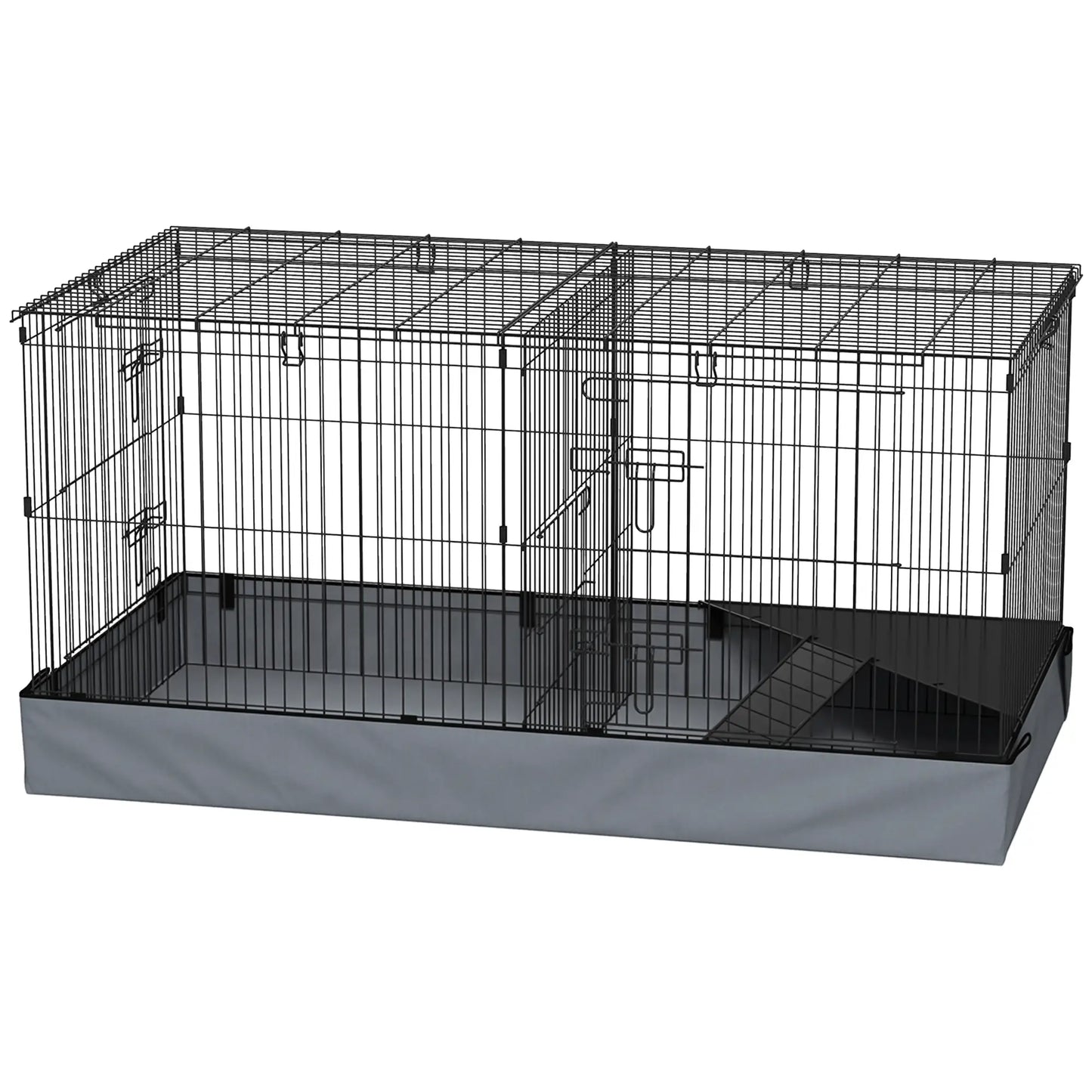 Guinea Pig Cage, Removable Top, 2 Areas, Waterproof Liner, Ramp, Perch Houses & Habitats Black, Grey at Gallery Canada