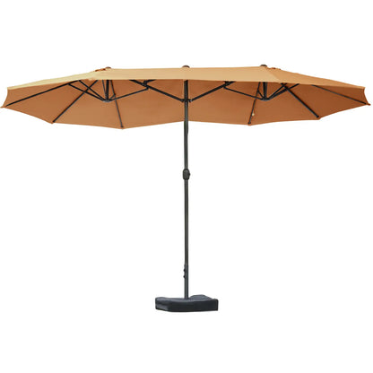 15' Outdoor Patio Umbrella, Twin Canopy, Lift Crank, Brown Sun Umbrellas at Gallery Canada