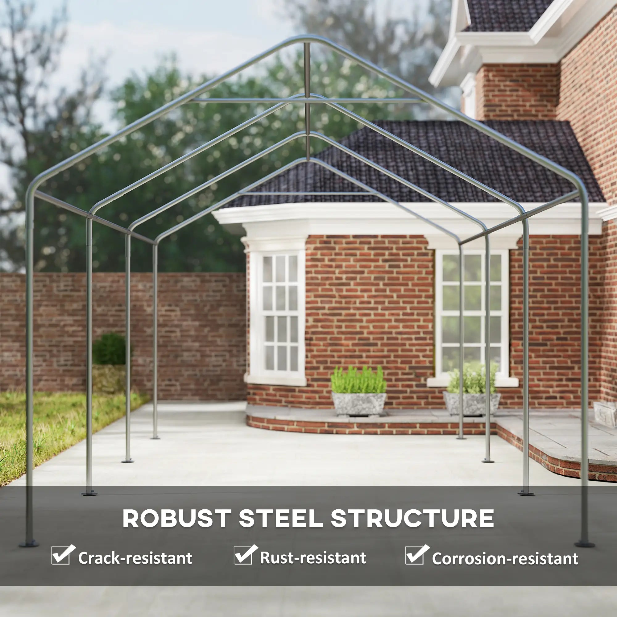 10 x 20 ft Portable Carport, 2 Roll-Up Doors, Removable Sidewalls, Dark Grey Car Shelters at Gallery Canada