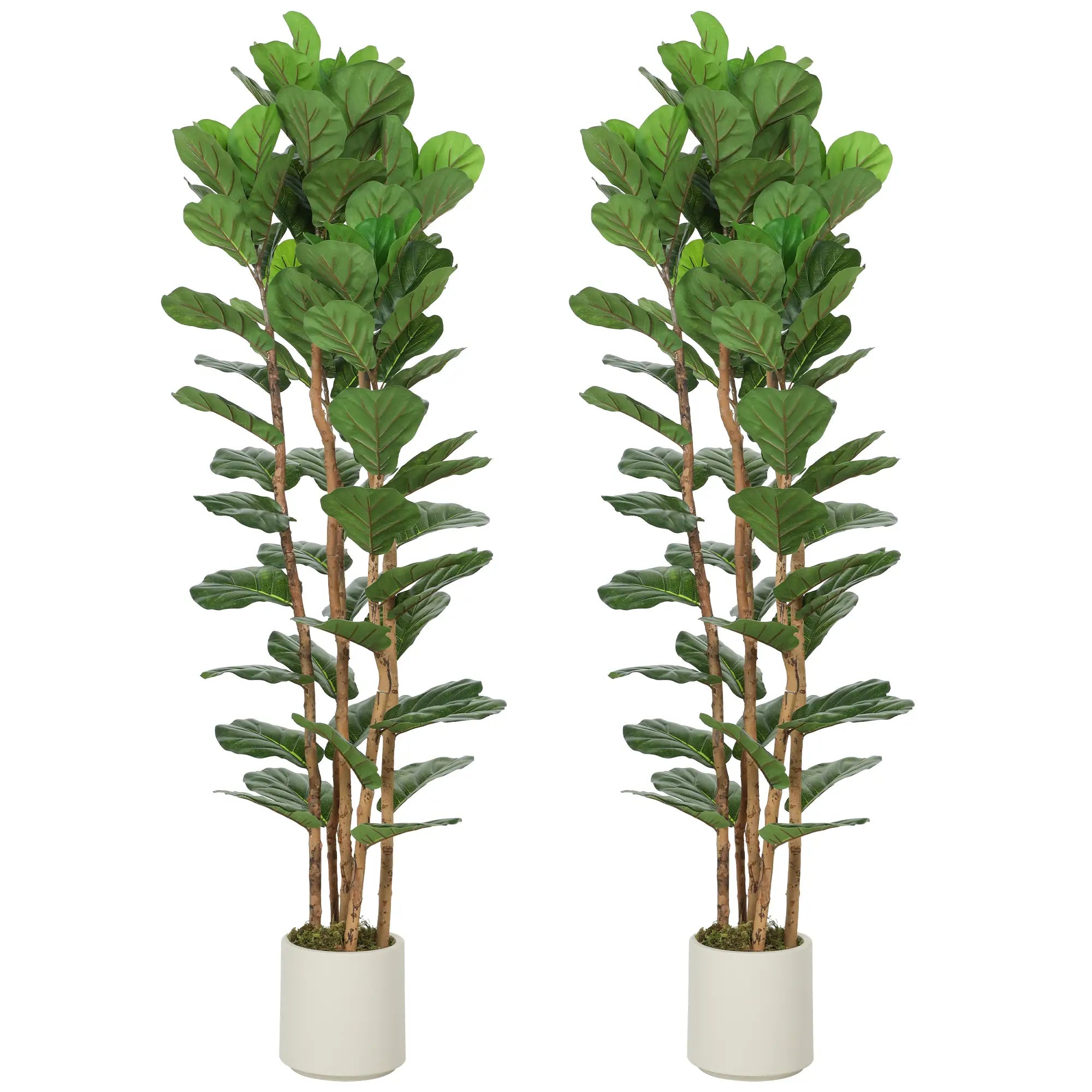 6FT Artificial Fiddle Leaf Fig Tree Set Of 2, Fake Potted Tree, Green Artificial Trees at Gallery Canada