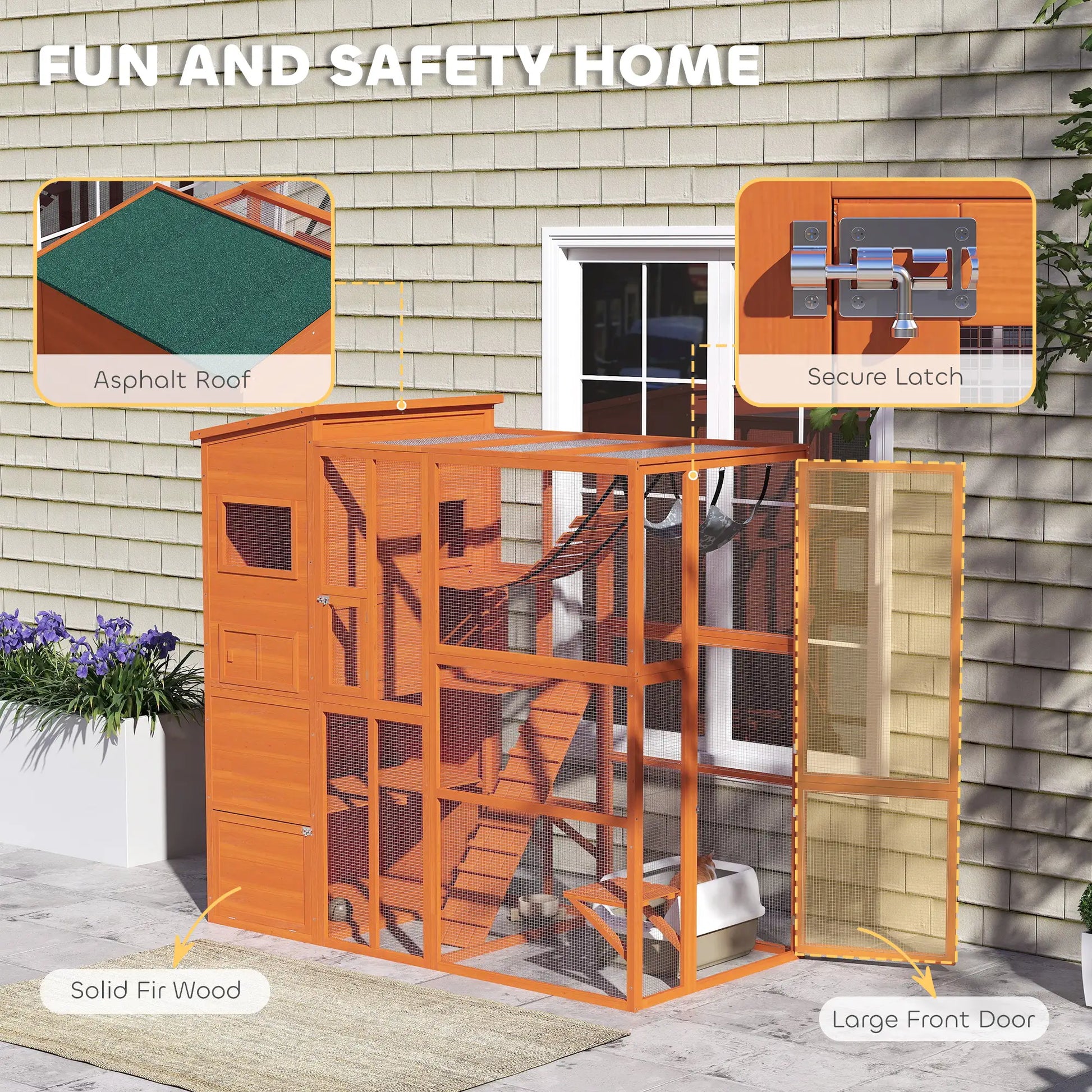 76" Catio Outdoor Cat Enclosure, Condo, Platforms, Ladder, Ramps, Hammock, Orange Outdoor Cat Enclosures at Gallery Canada