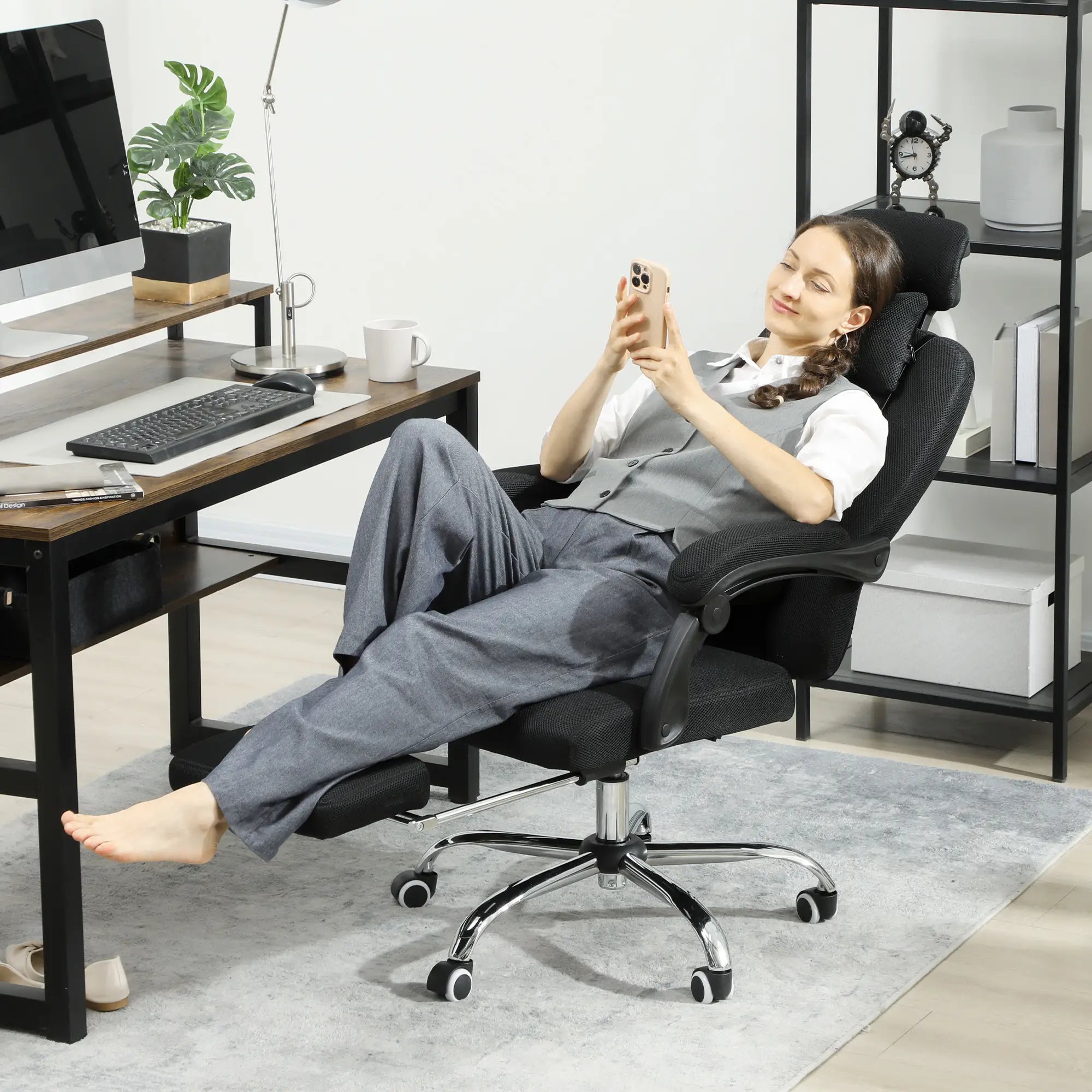 Ergonomic Executive High Back Office Chair, Footrest, Lumbar Support, Black Executive & Manager Chairs at Gallery Canada