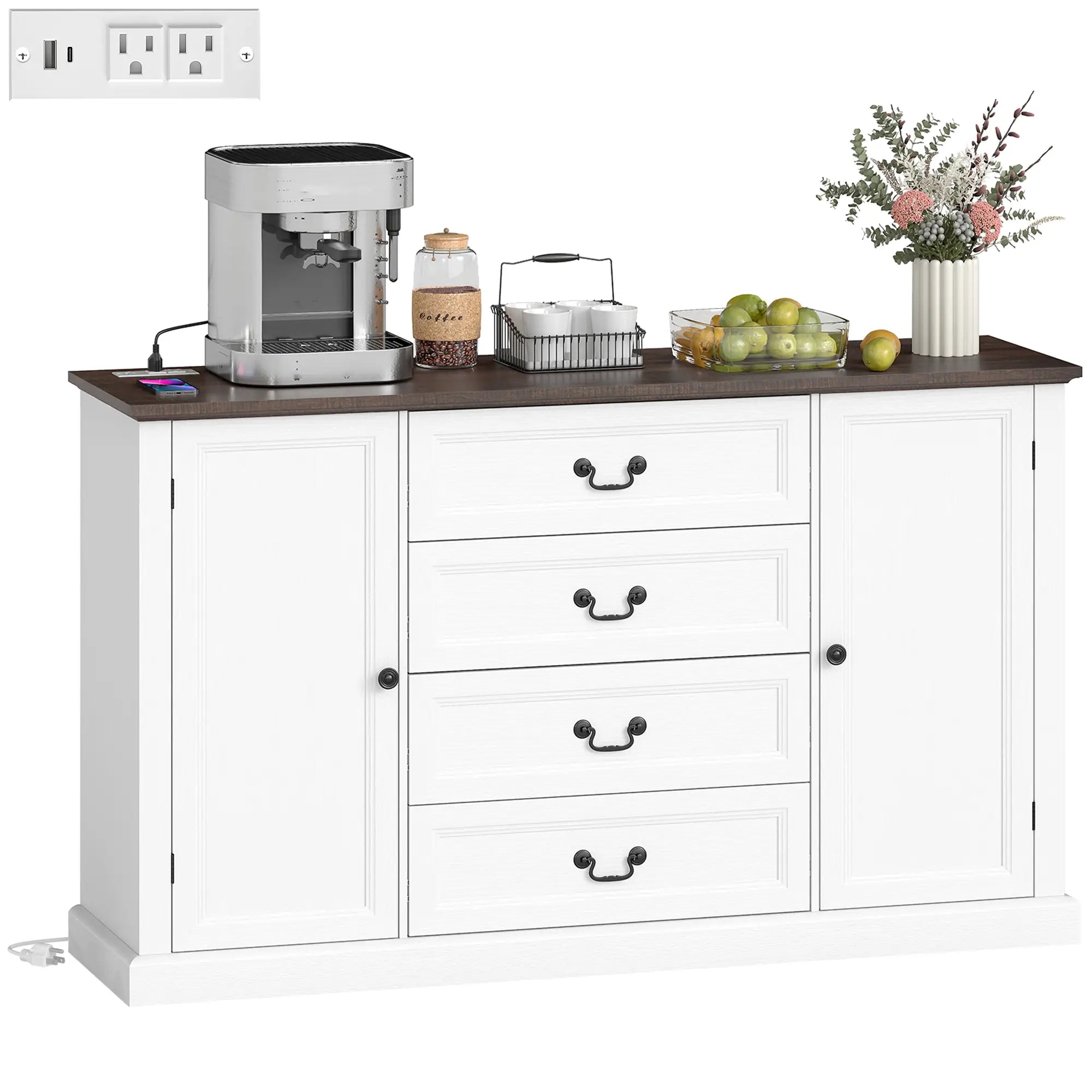 Farmhouse Sideboard with Charging Station, 58