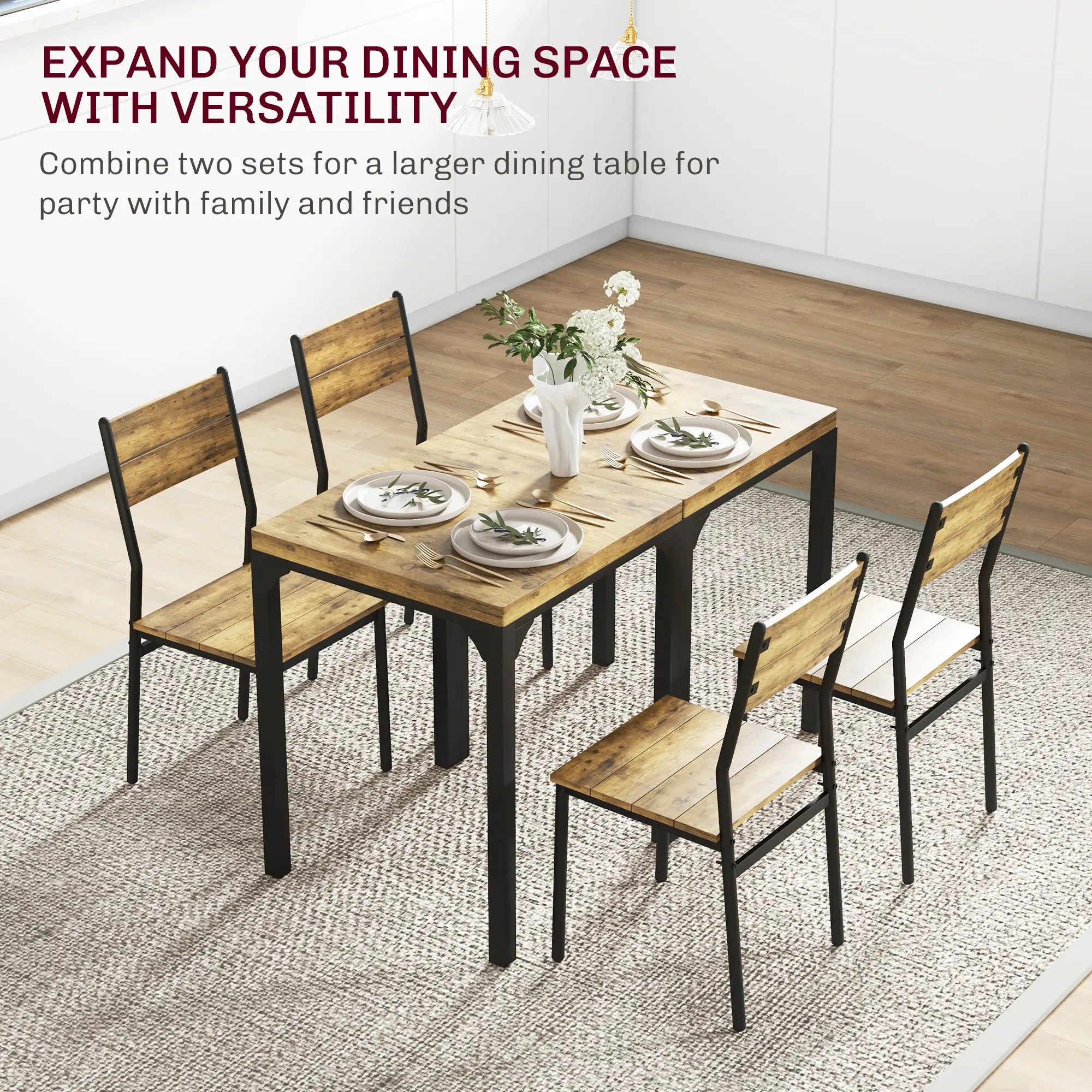 Dining Table Set for 2, 3 Piece Kitchen Table and Chairs, Rustic Brown, Brown Dining Table Sets at Gallery Canada