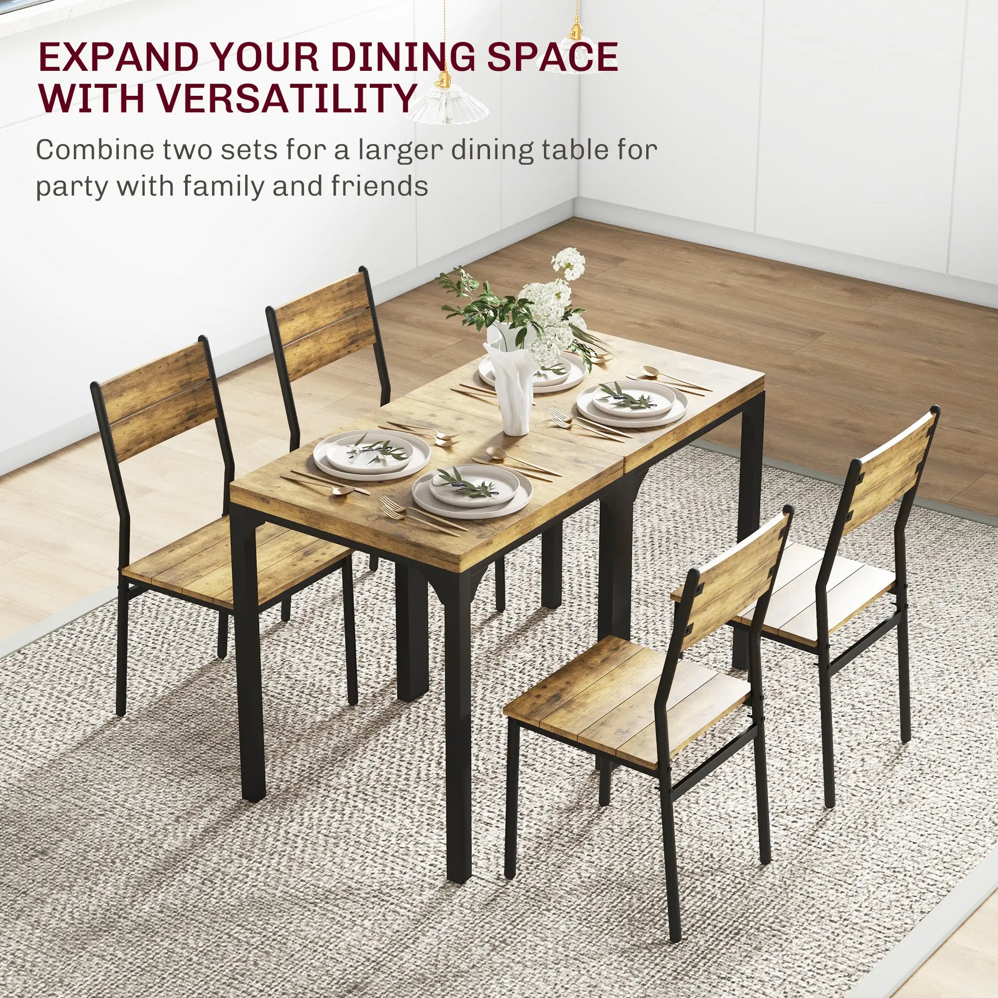 Dining Table Set for 2, 3 Piece Kitchen Table and Chairs, Rustic Brown, Brown Dining Table Sets at Gallery Canada