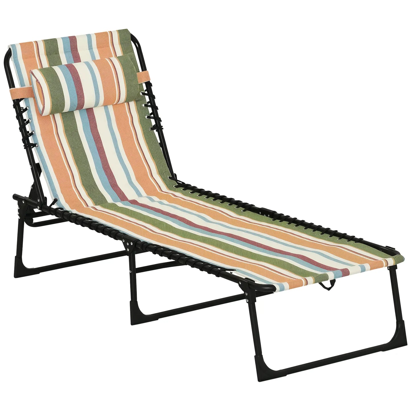 Outdoor Folding Lounge Chair, 4-Level Adjustable, Tanning Chair, Multicoloured Lounger Chairs Multi Colour at Gallery Canada